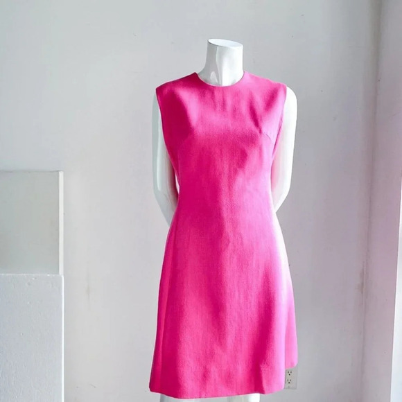 Vintage Barbie Candy Pink Sleeveless  Short Wool Blend Dress M - Picture 2 of 8